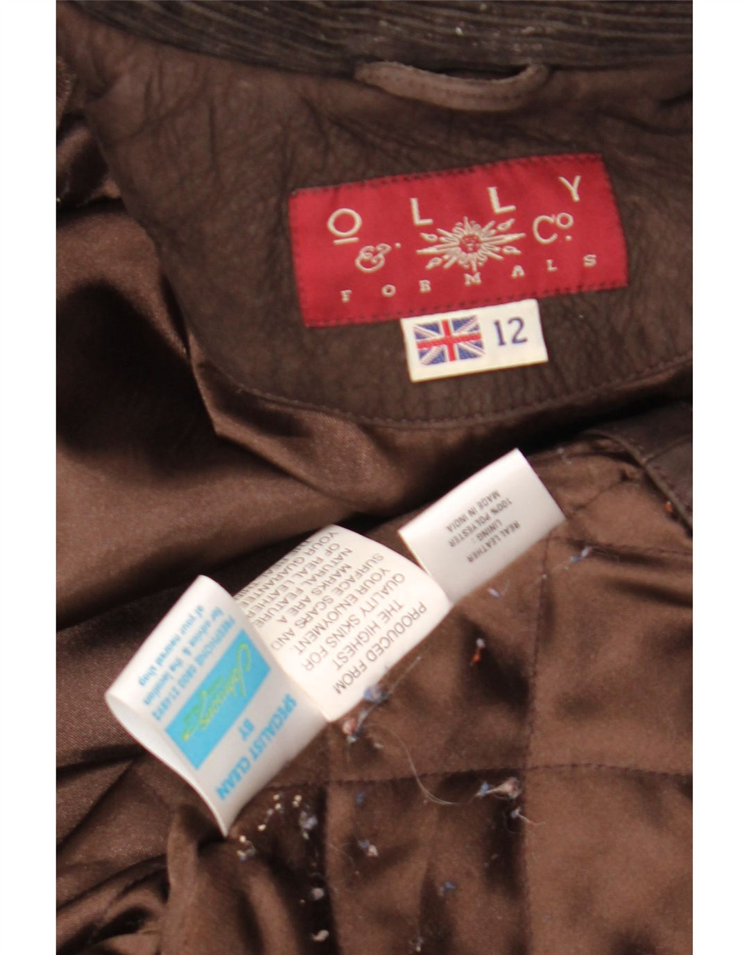 Olly & Co Dame Oversized Læderjakke UK 12 Medium Brun