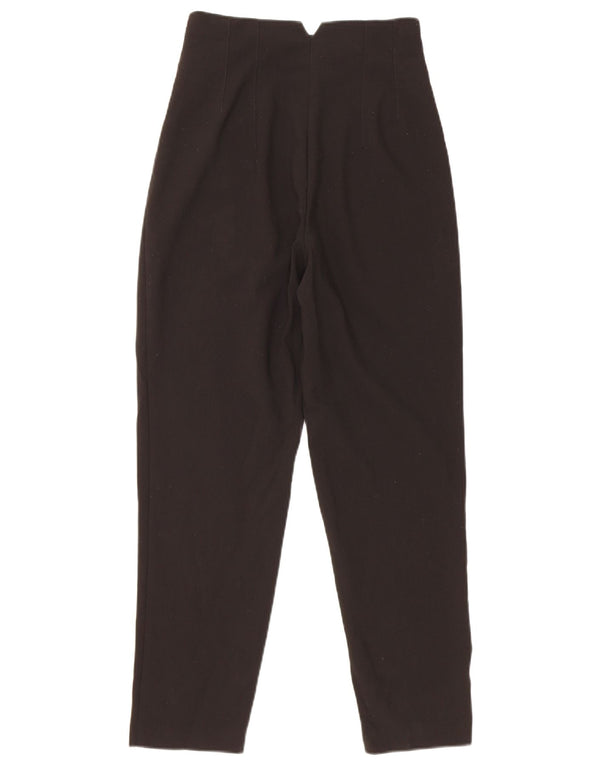 Zara Højtaljede koniske Casual Bukser XS W24 L26 Sort polyester