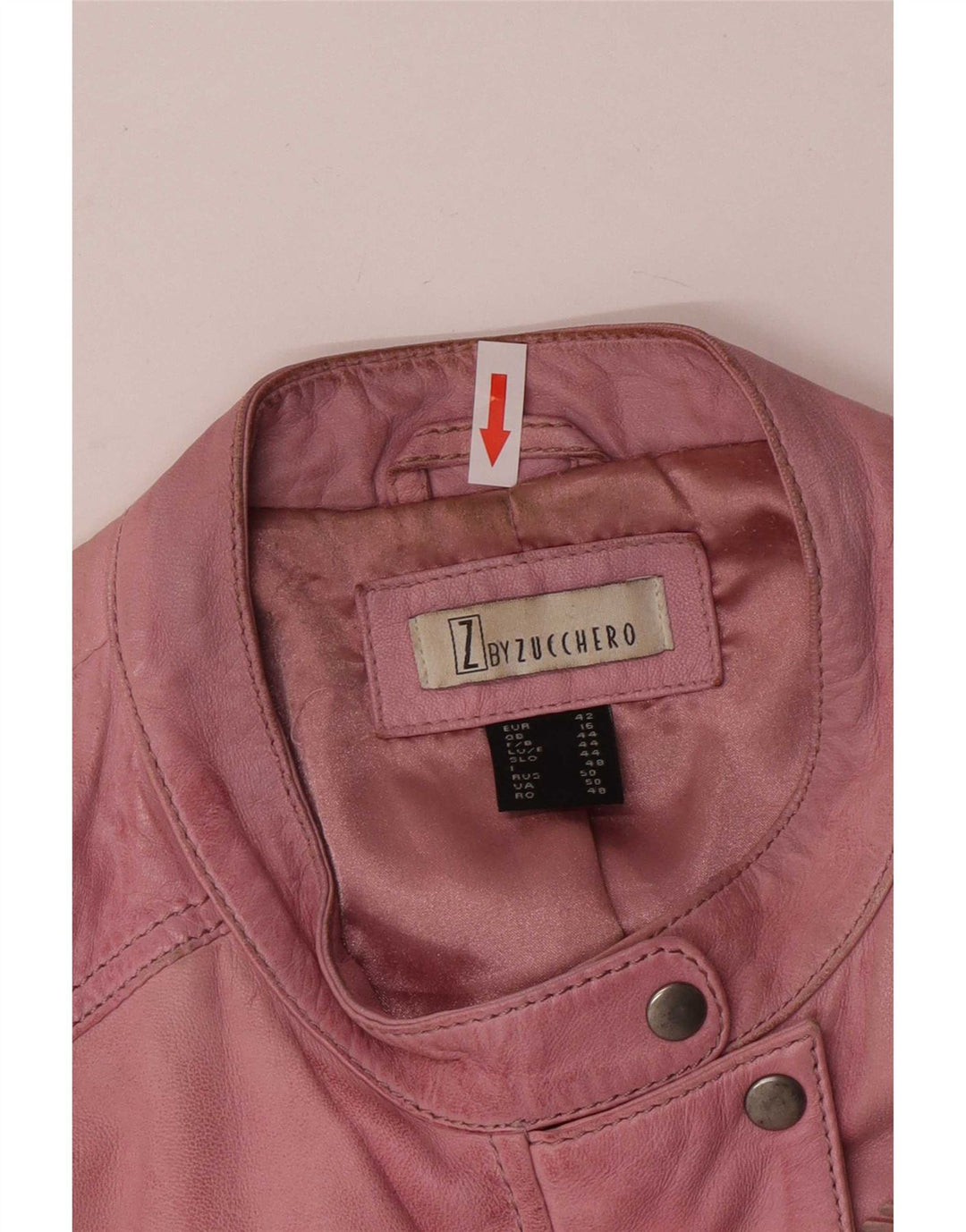 Zucchero Womens Biker Læderjakke UK 16 Large Pink Læder