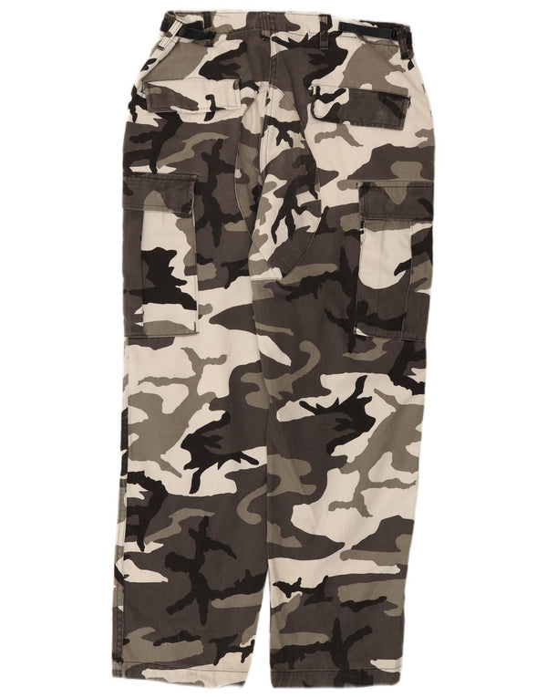 Vintage Straight Cargo Bukser til mænd W32 L31 Grå Camouflage Bomuld