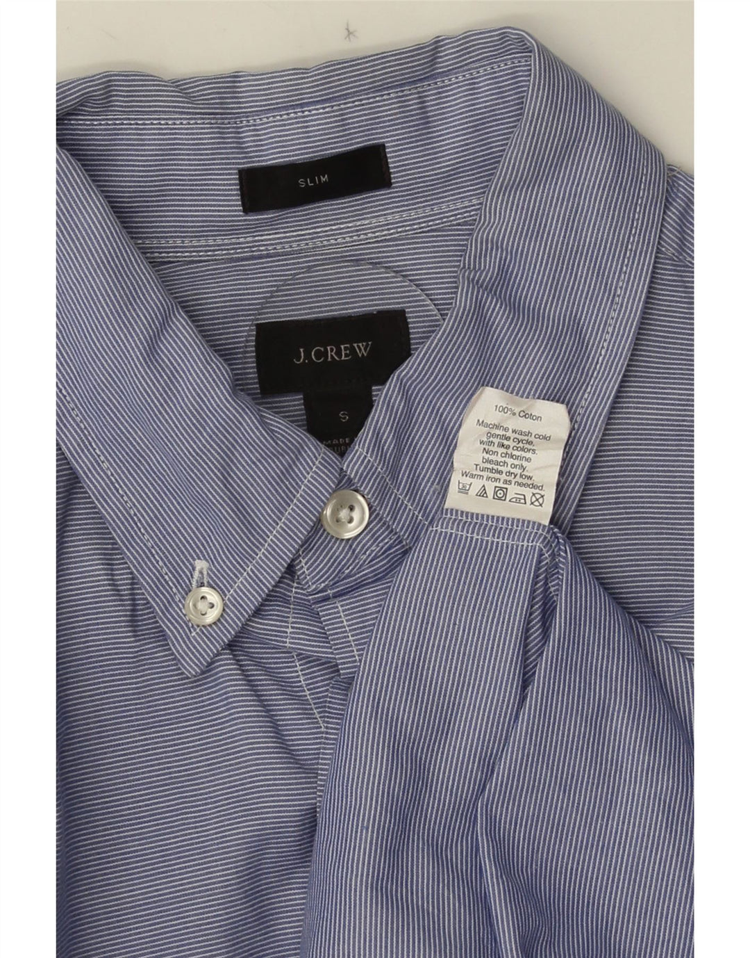 J. CREW Slim Fit skjorte til mænd, lille blå nålestribet bomuld