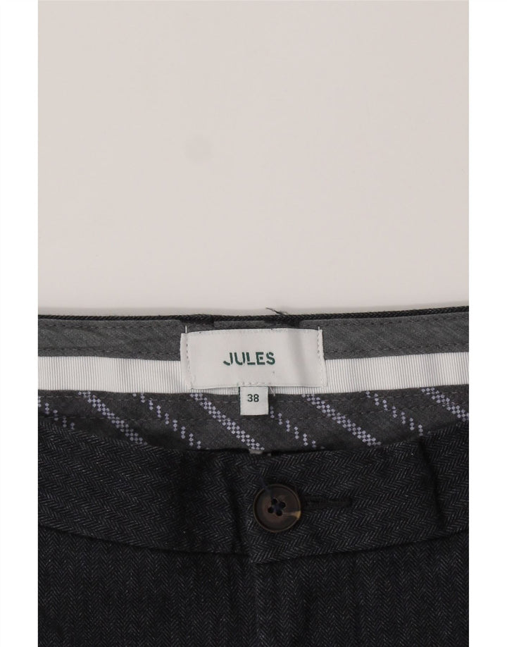 JULES Womens Slim Casual Trousers EU 38 Medium W30 L26 Grey Herringbone Vintage Jules and Second-Hand Jules from Messina Hembry 