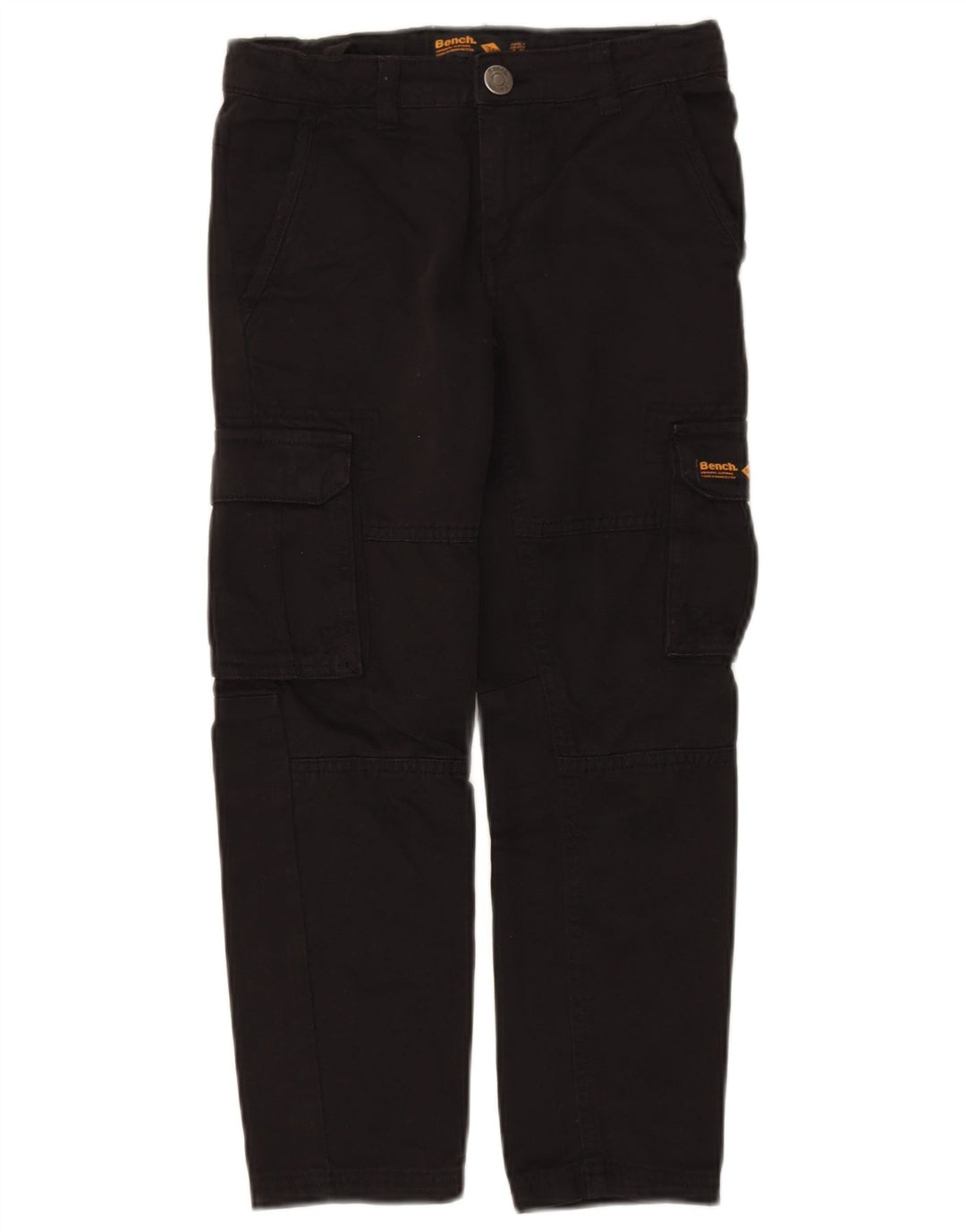 BENCH Boys Straight Cargo Trousers 7-8 Years W25 L22 Black Cotton