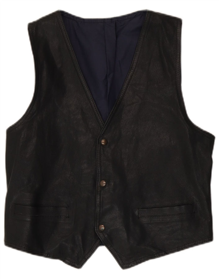 Vintage herre læder vest mellem sort læder