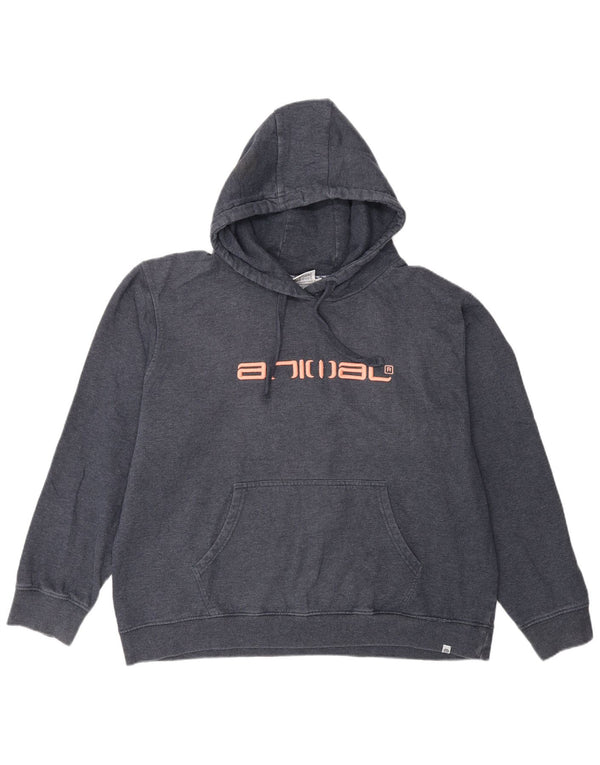 Animal Dame Grafisk Oversized Hoodie Jumper UK 16 Large Navy Blue Cotton