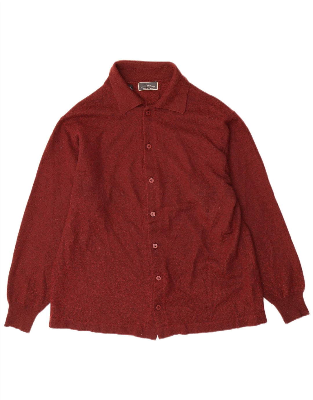 Zara Herre Cardigan Sweater Stor rødbrun uld