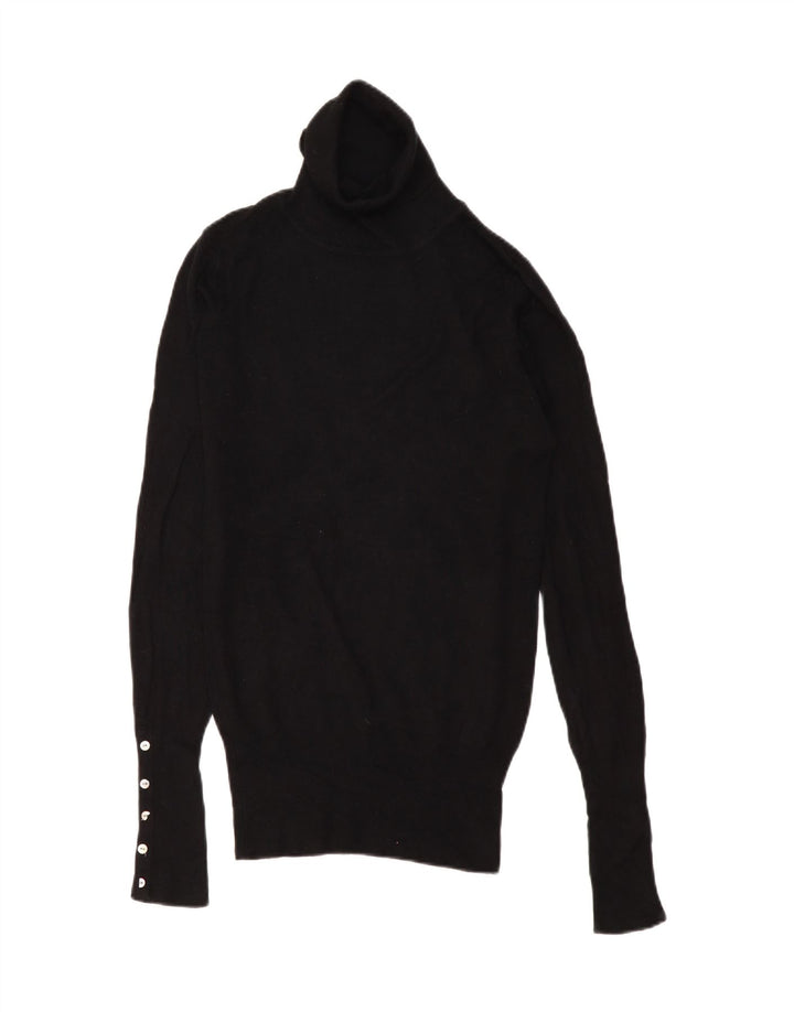 Zara Dame Roll Neck Jumper Sweater UK 10 Small Black Rayon