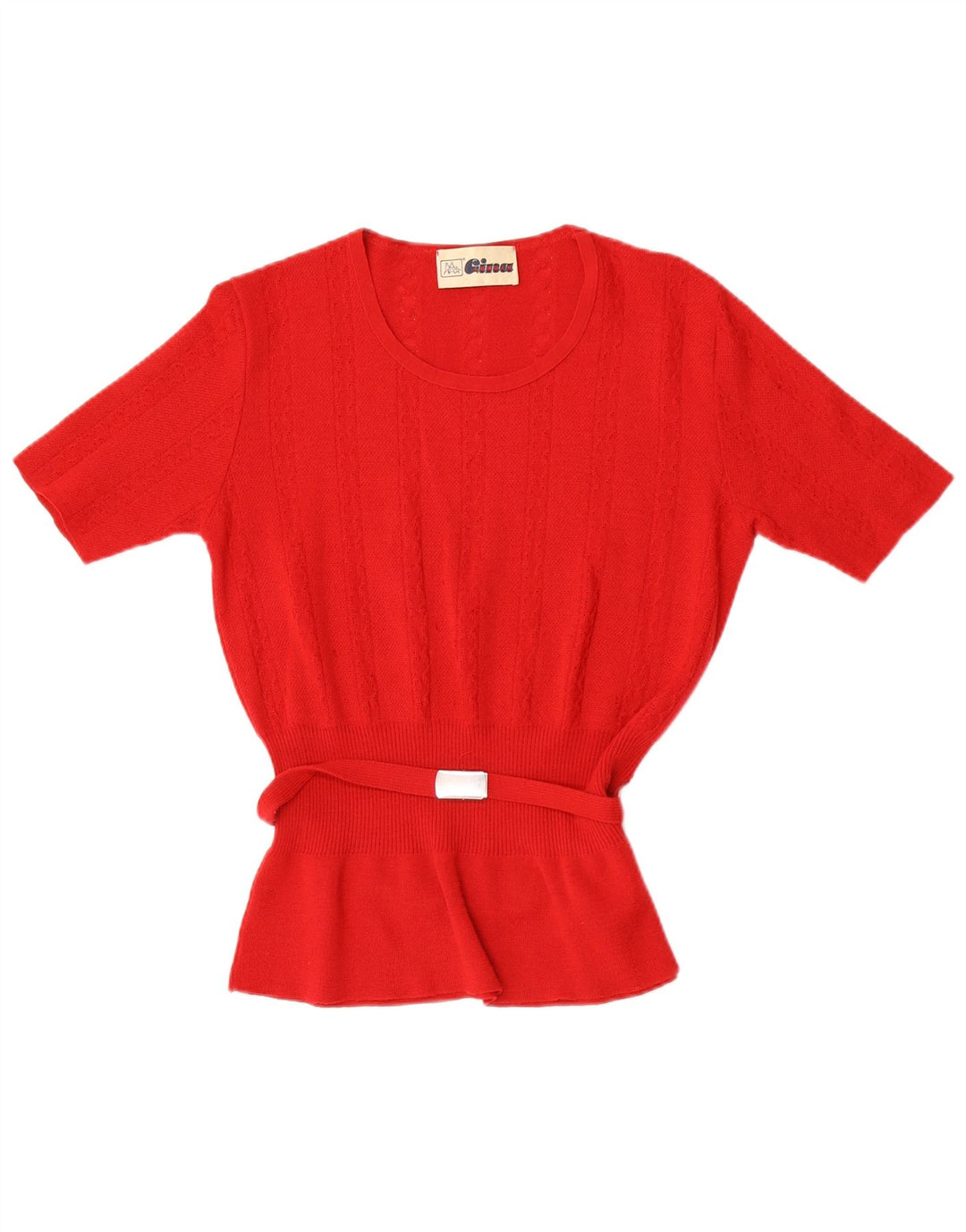 Lebole Dame Kortærmet Jumper Sweater UK 14 Medium Rød Uld