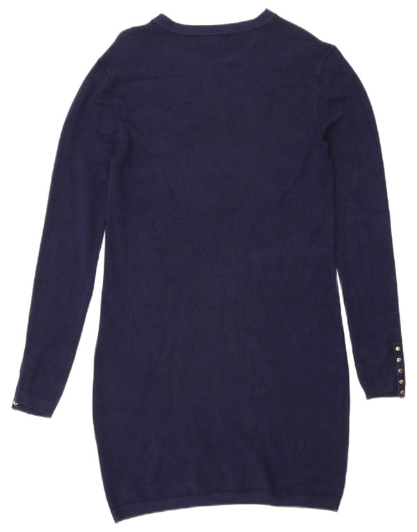 Zara Dame Langærmet Jumper Dress UK 12 Medium Navy Blue