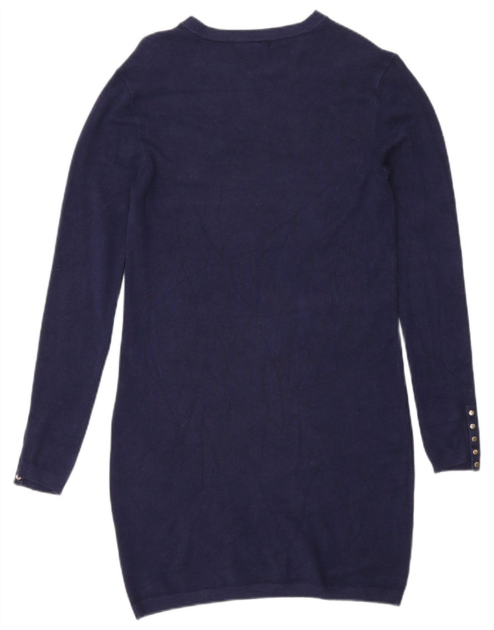 Zara Dame Langærmet Jumper Dress UK 12 Medium Navy Blue