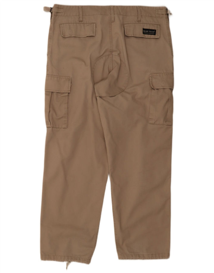 Vintage Herre Arbejdstøj Straight Cargo Bukser W38 L30 Beige