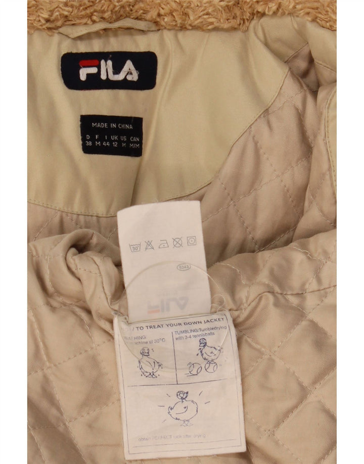 Fila vindjakkejakke med hætte til kvinder UK 12 Medium Beige Polyester