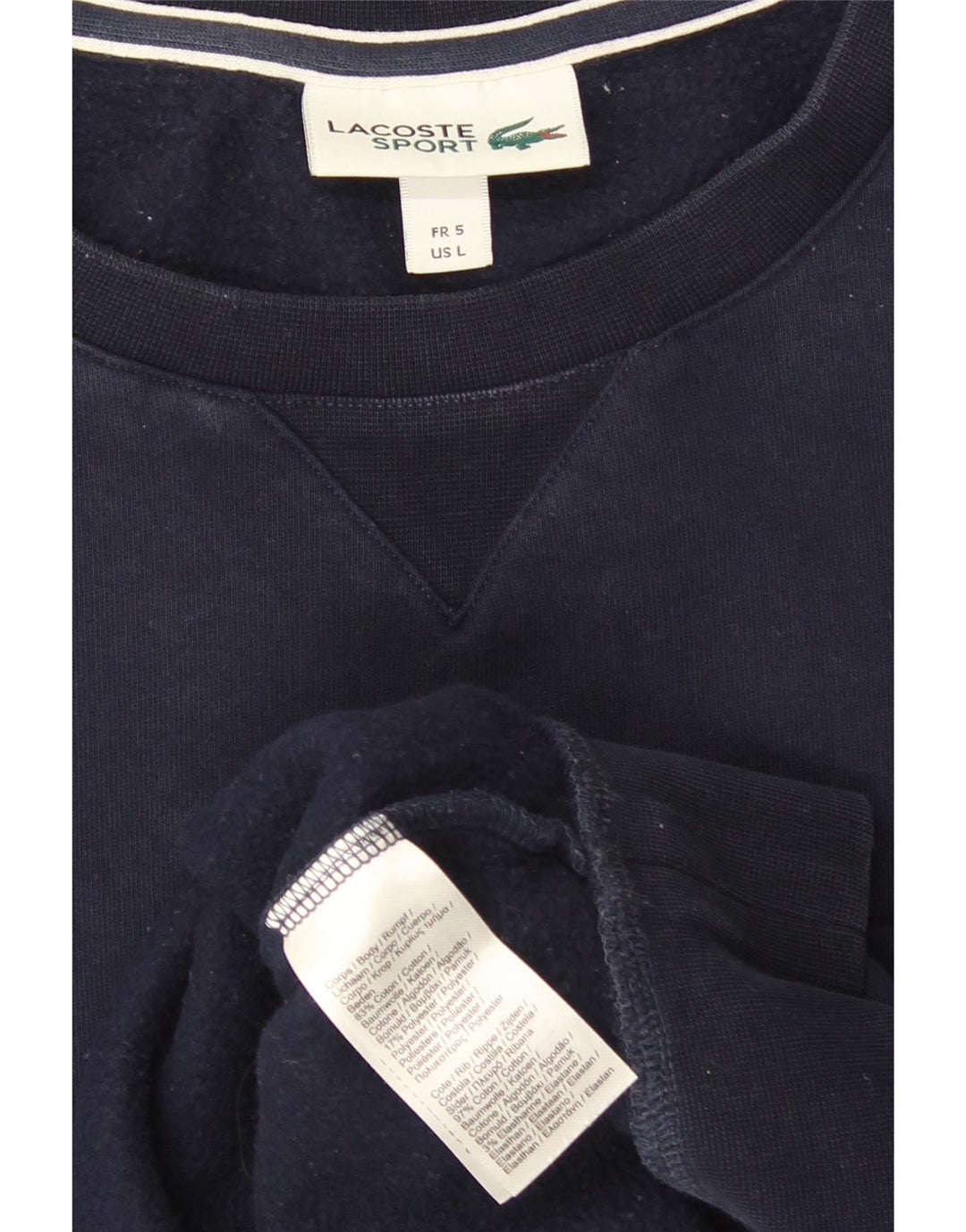 Lacoste Herre Sweatshirt Jumper Størrelse 5 Large Marineblå Bomuld