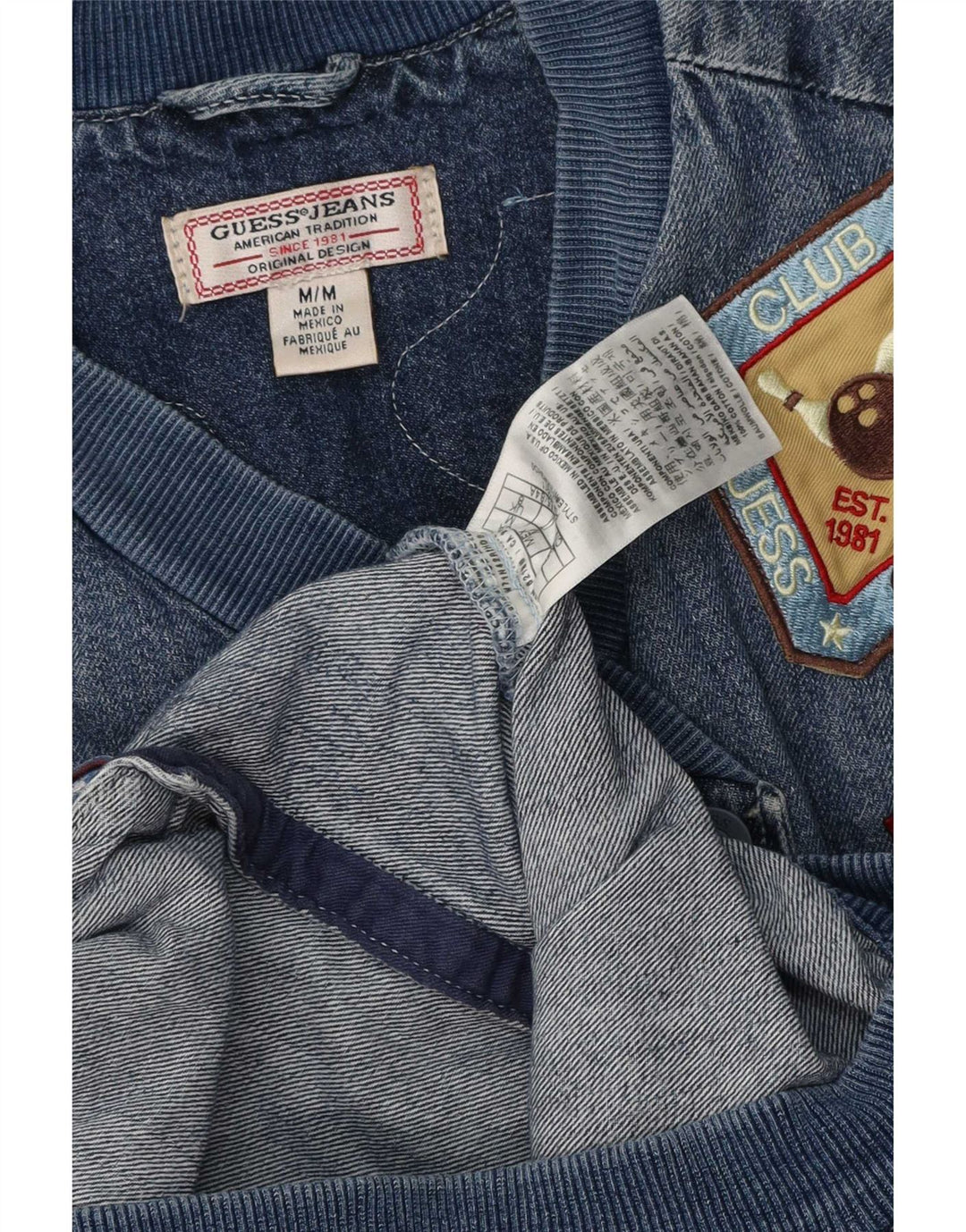Guess Kvinders Grafisk Oversized denimjakke UK 8 Lille Blå Bomuld