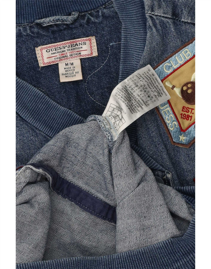 Guess Kvinders Grafisk Oversized denimjakke UK 8 Lille Blå Bomuld