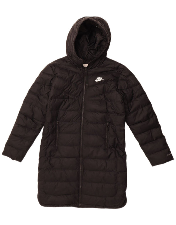 Nike Dame Therma-Fit Hætte Loose Fit Polstret Frakke UK 6 XS Sort Polyester