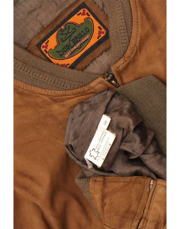 Don Camillo Herre Ruskind Bomber Jacket IT 50 Stor Brun Læder