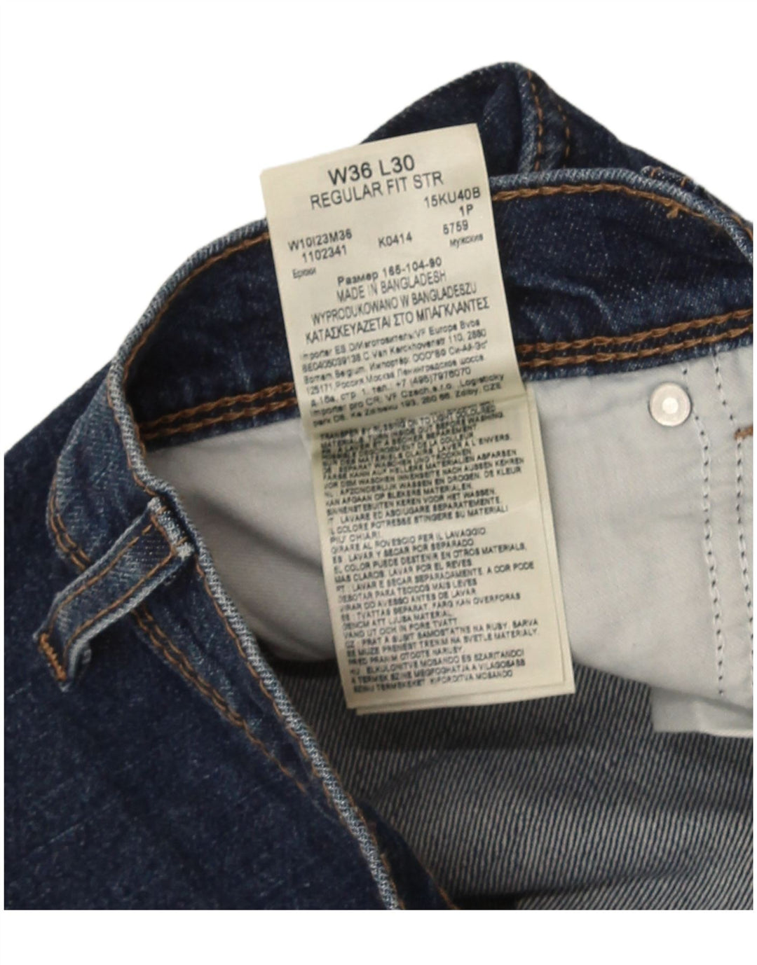 Wrangler Herre Regular Fit Straight Jeans W36 L30 Blå Bomuld