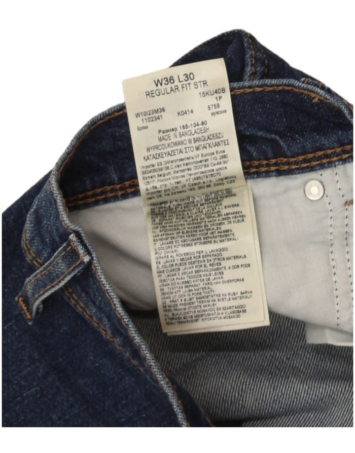 Wrangler Herre Regular Fit Straight Jeans W36 L30 Blå Bomuld