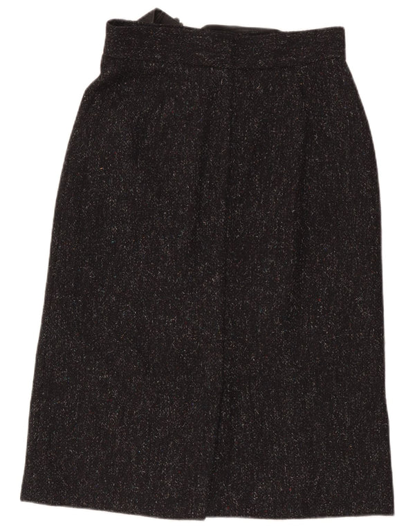 Next Womens Midi Skirt UK 14 Medium W32 Black Flecked Merino Wool