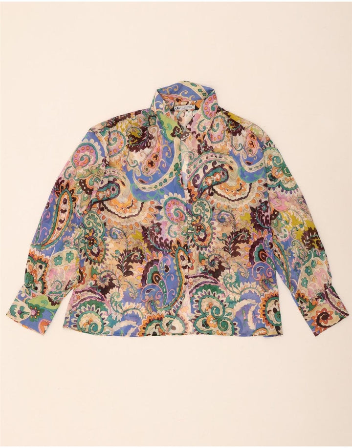 Zara Dame Oversized Shirt Bluse UK 14 Medium Multicolored Paisley
