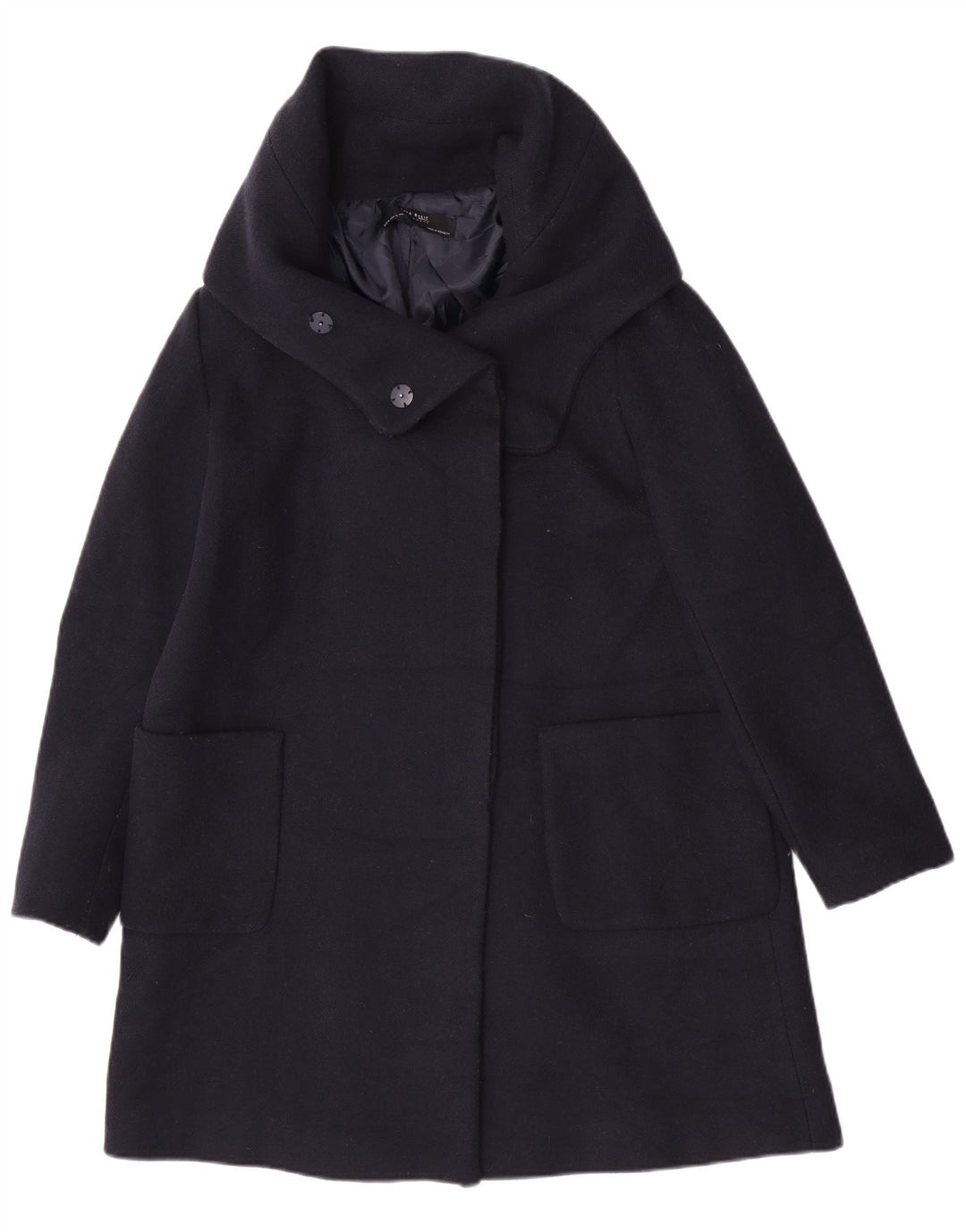 Zara Dame Overfrakke UK 18 XL Marineblå Akryl