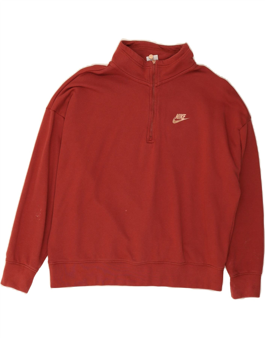 NIKE Womens Oversized Graphic Sweatshirt Jumper UK 14 Medium Maroon Vintage Nike and Second-Hand Nike from Messina Hembry 