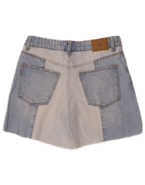 Zara piger denim shorts 11-12 år W26 Blå Colourblock Bomuld