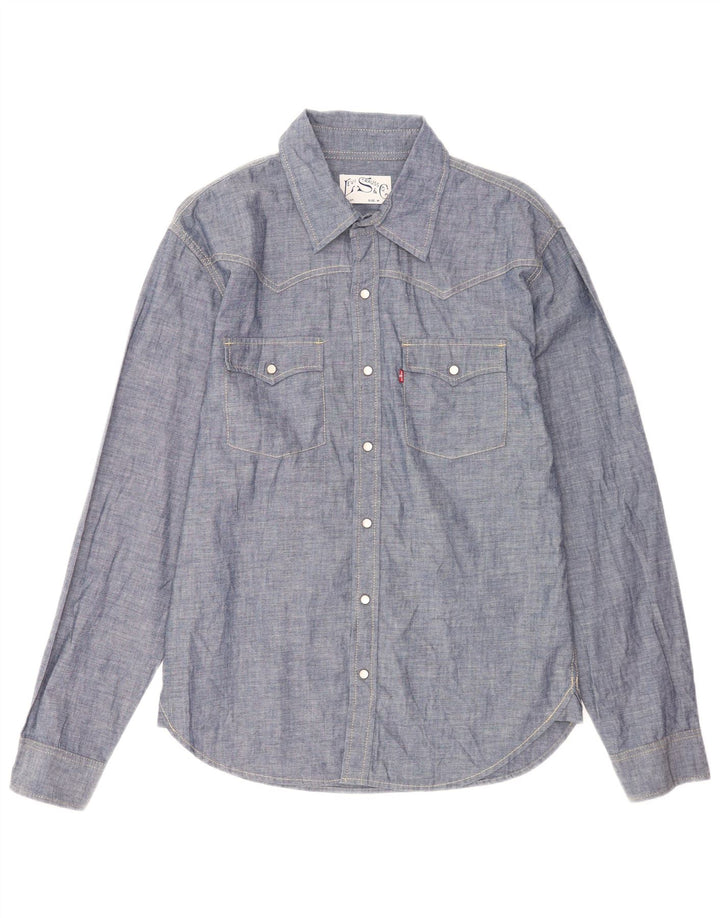 Levi's Mens Shirt Medium Blue Flecked Cotton