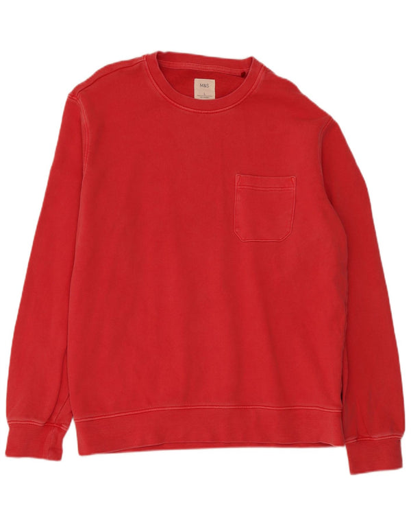 Marks & Spencer Herre Sweatshirt Jumper Stor Rød Bomuld