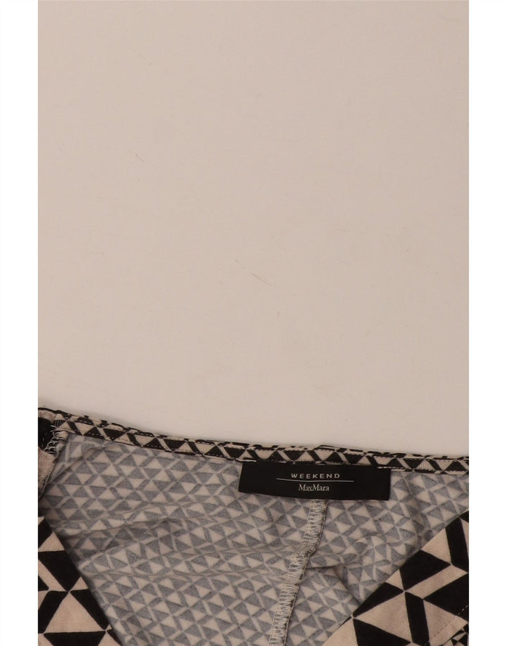 Max Mara Dame Weekend Bluse Top UK 14 Stor Sort Geometrisk