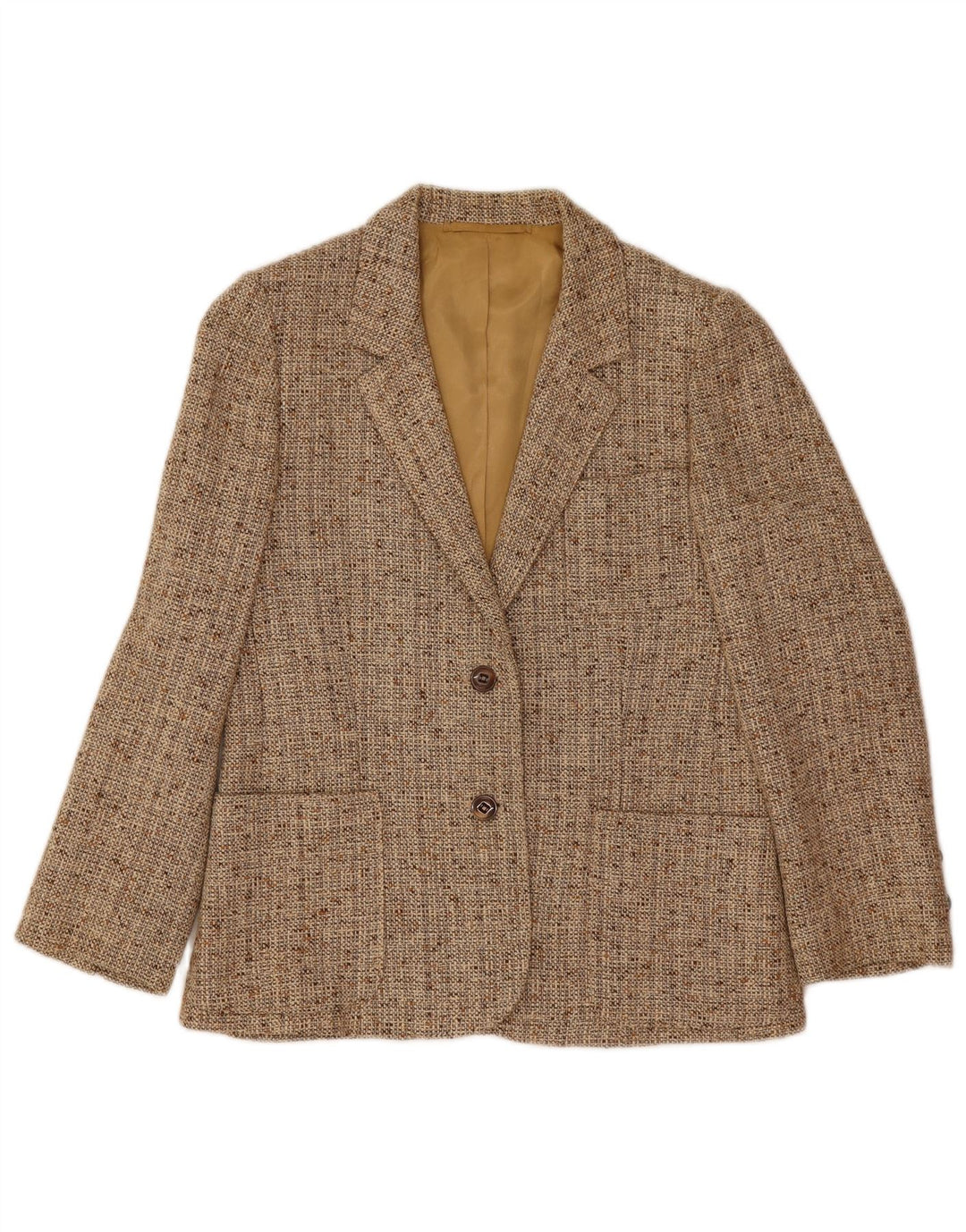 Vintage dame 2-knaps blazerjakke UK 10 Small Beige Flecked