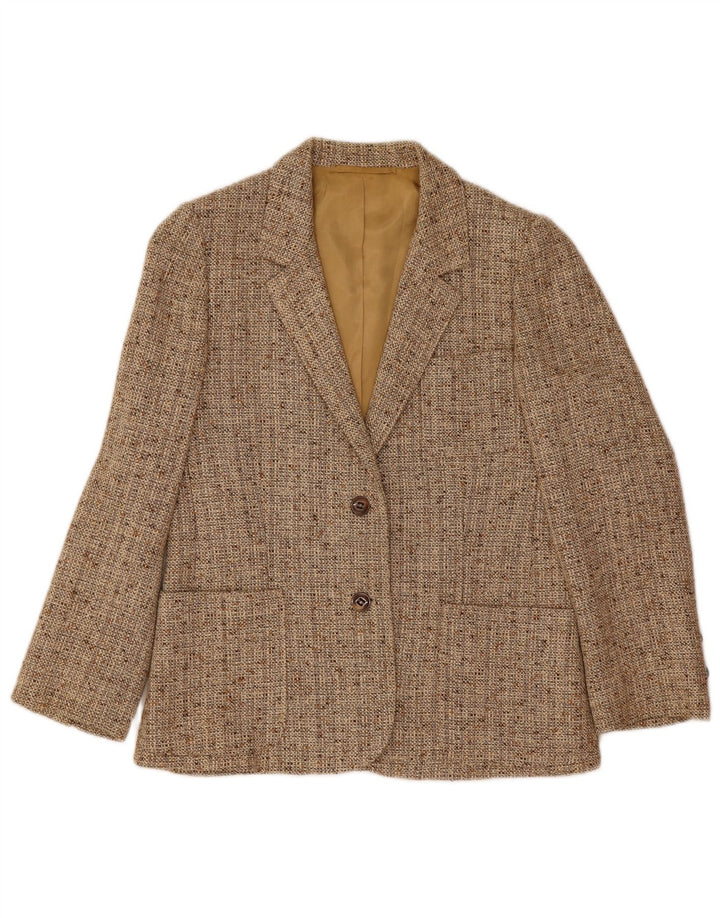 Vintage dame 2-knaps blazerjakke UK 10 Small Beige Flecked