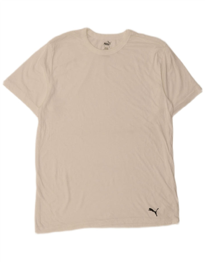 PUMA Mens T-Shirt Top Large White Cotton