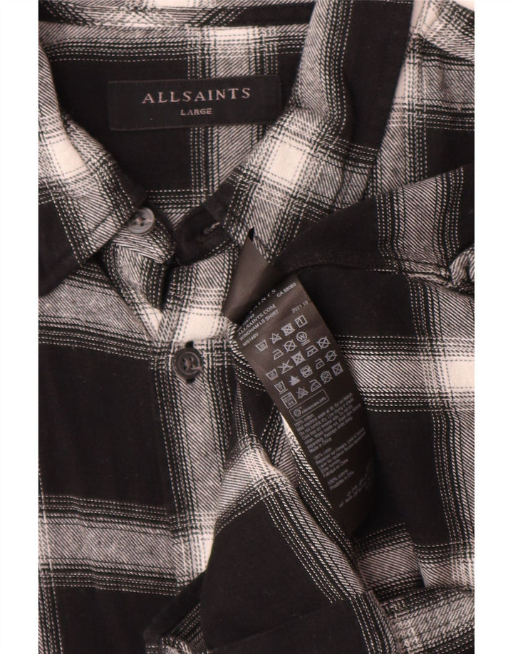 All Saints Herre Flanelskjorte Stor sort ternet bomuld