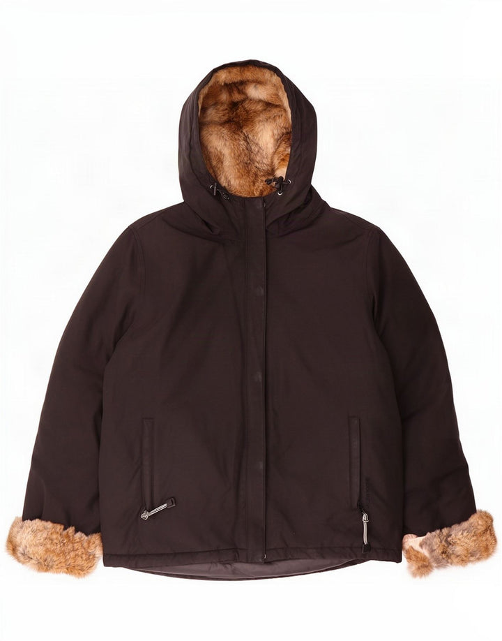 Woolrich Dame Hættejakke UK 14 Medium Sort Bomuld