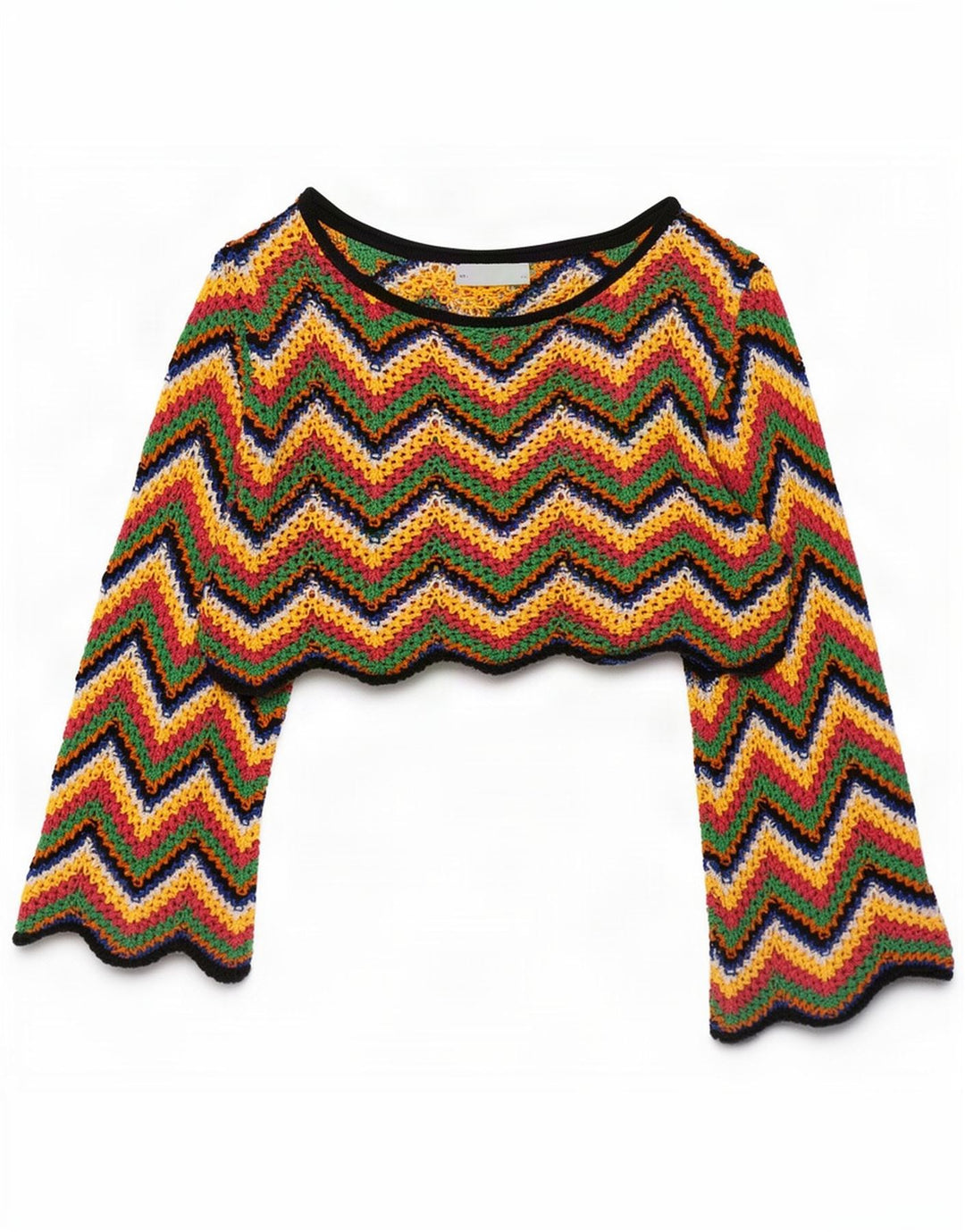 Zara Womens Oversized Crop Bluse Top UK 10 Small Multicolor Chevron