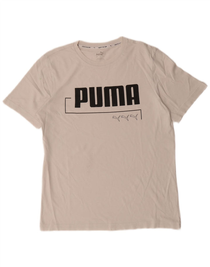 Puma Herre Grafisk T-Shirt Top Lille Hvid Bomuld