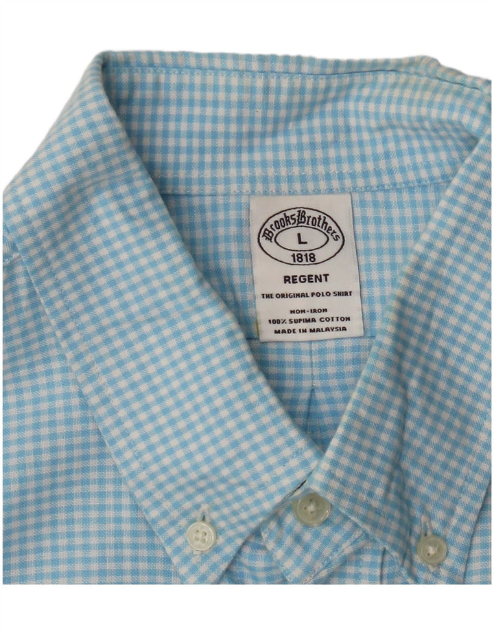 BROOKS BROTHERS Regent-skjorte til mænd Stor blå Gingham-bomuld