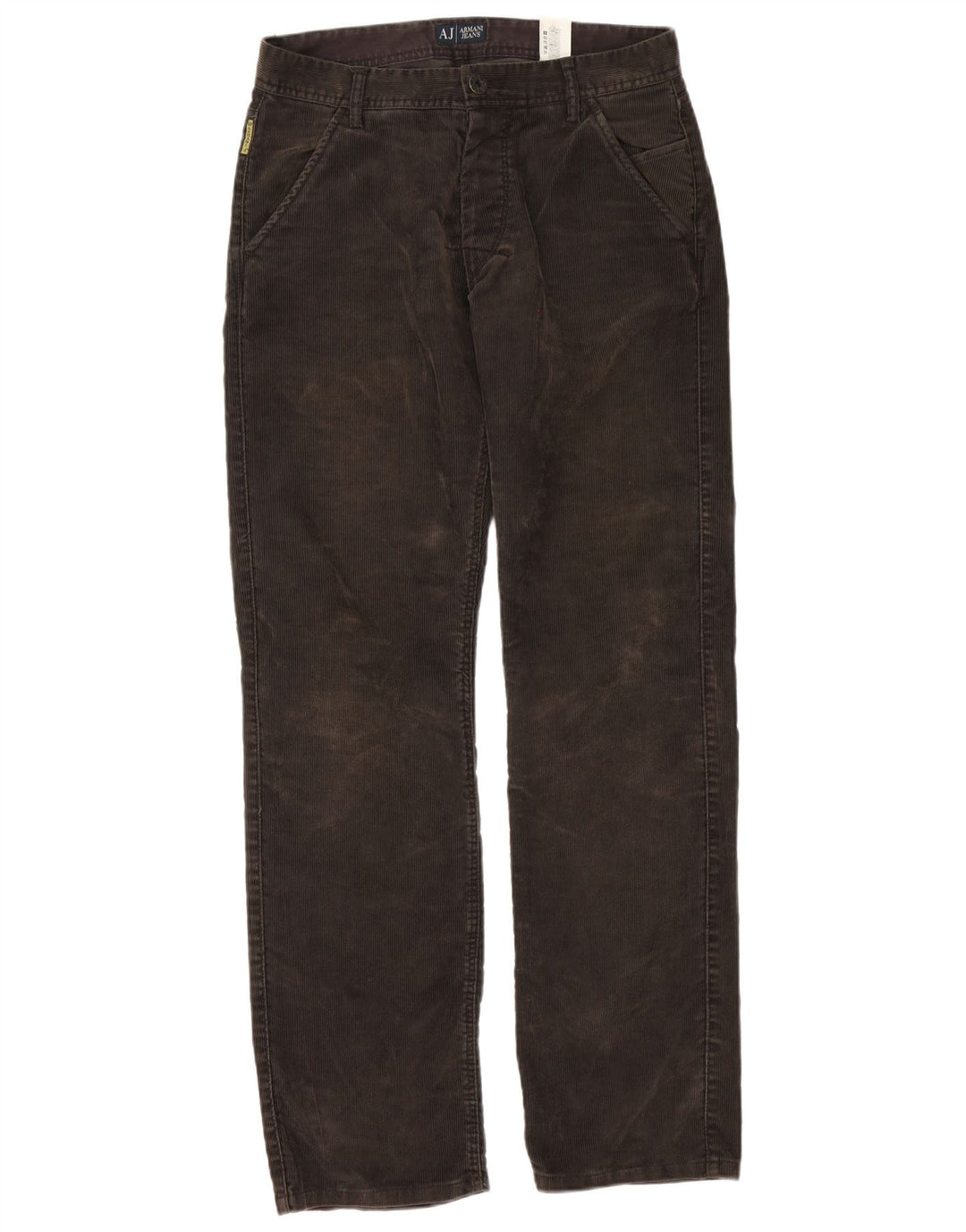 Armani lige fløjlsbukser til mænd W32 L34 brun polyester