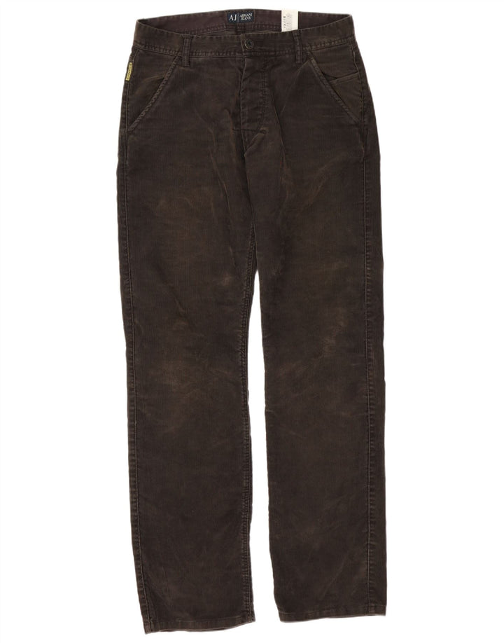 Armani lige fløjlsbukser til mænd W32 L34 brun polyester
