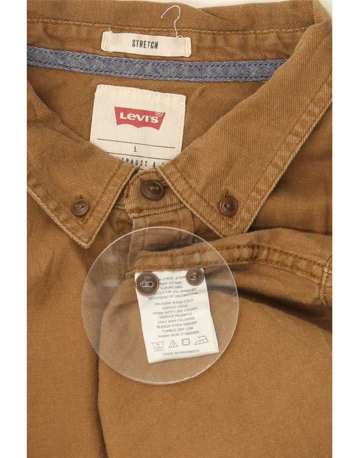 Levi's Stretch-skjorte til mænd, stor beige bomuld