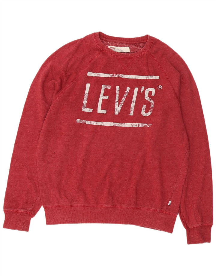 LEVI'S Herre Grafisk Standard Fit Sweatshirt Jumper Lille Rød Bomuld