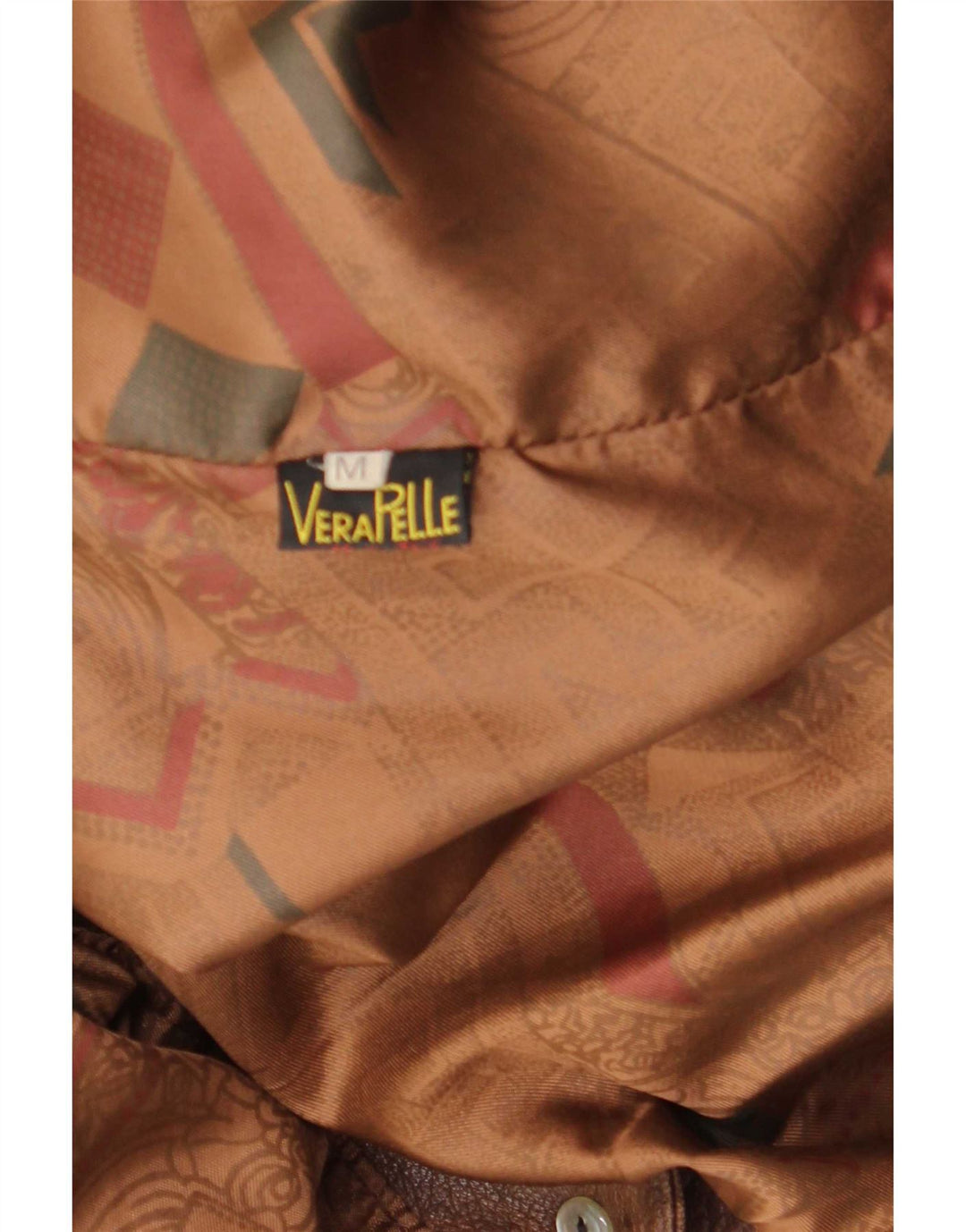 Vintage kvinders oversize læderjakke UK 14 Medium Brown Tie Dye