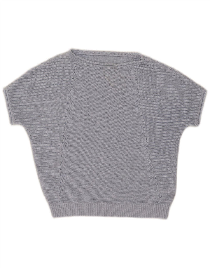 Fase otte kvinders kortærmet bådhals sweater UK 14 Medium Blue
