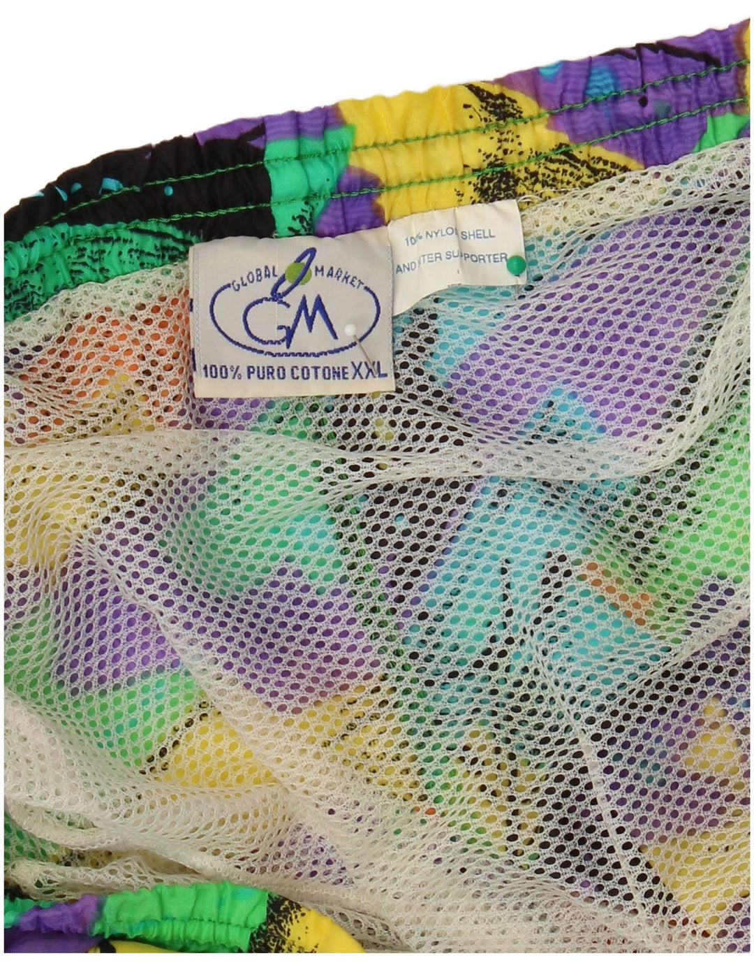 Vintage badeshorts til mænd 2XL flerfarvet Tie Dye Nylon