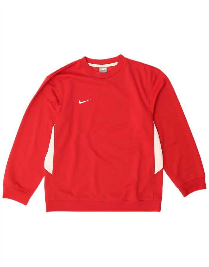 NIKE Sweatshirt Jumper til drenge 12-13 år Stor rød farveblok polyester