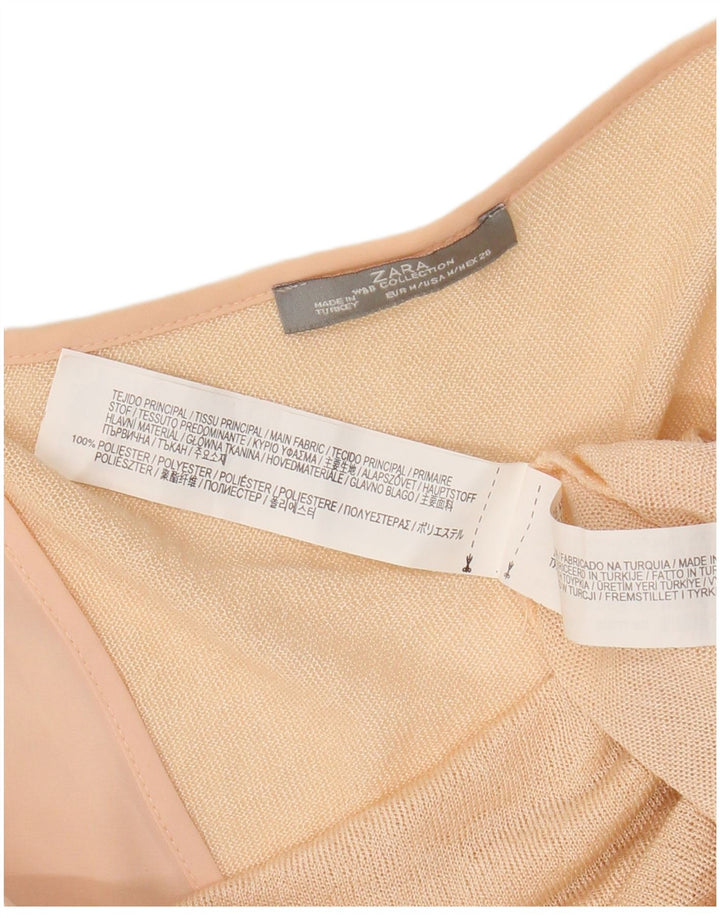 Zara Dame Top 3/4 ærmer UK 14 Medium Pink Polyester