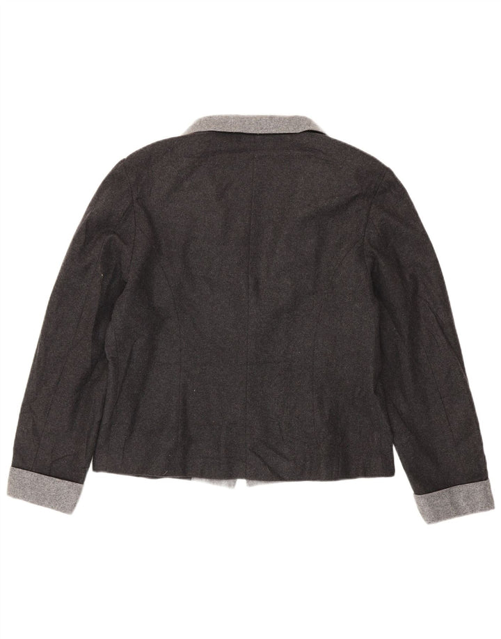 Luisa Spagnoli Dame 1 Knap Blazer Jakke UK 16 Stor Grå Uld