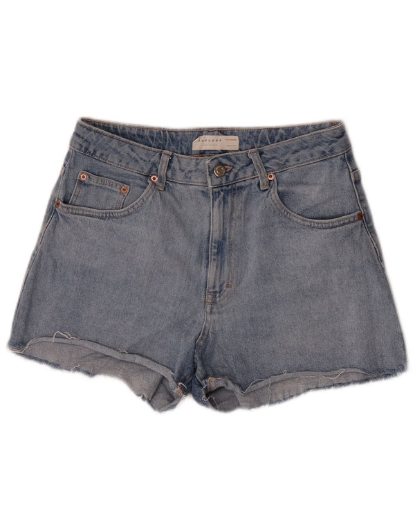 Topshop Dame Mom High Waist Denim Shorts UK 12 Medium W30 Blue